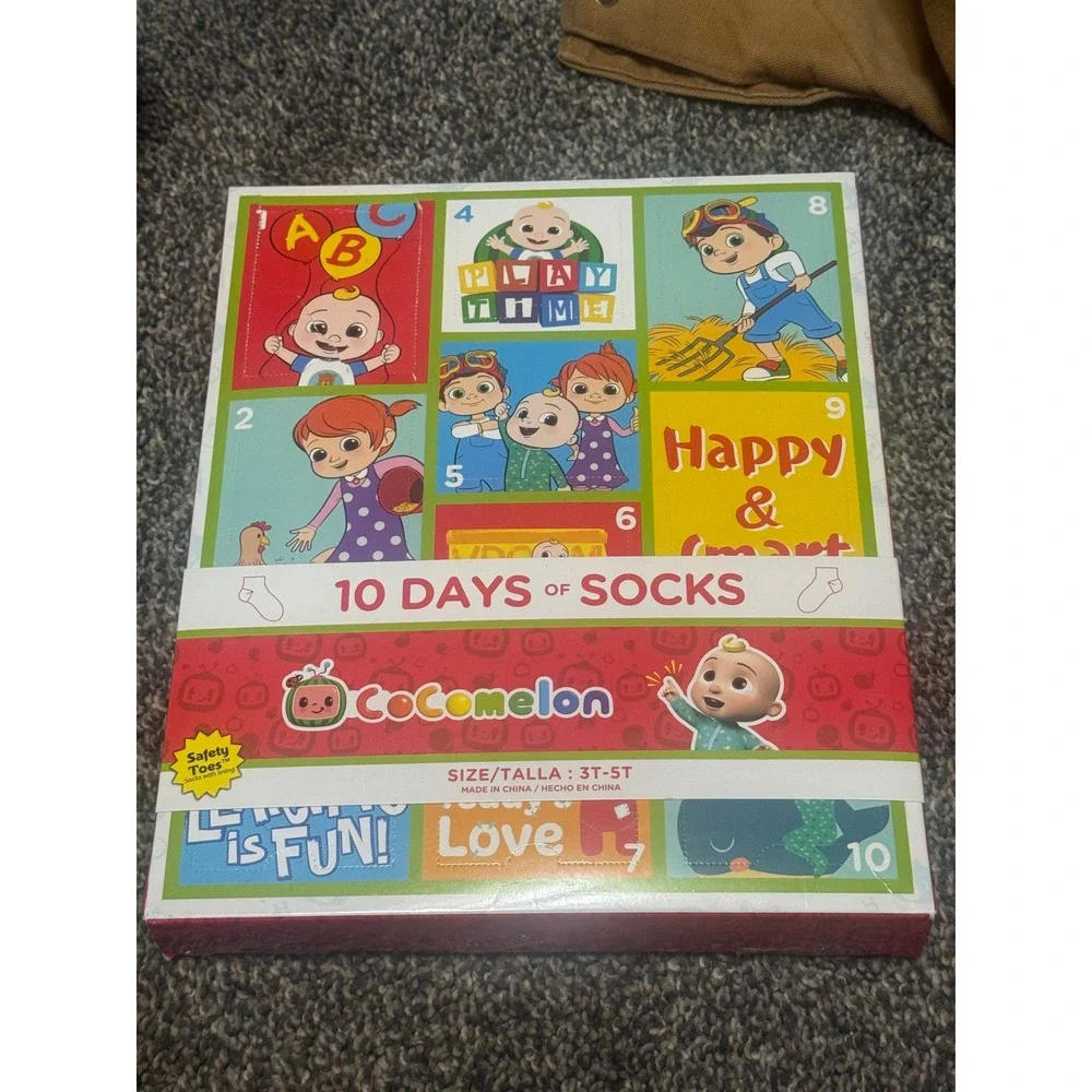 CoComelon 10 Days of Socks Toddler 10 Pair Quarter Socks Box Set 3T-5T